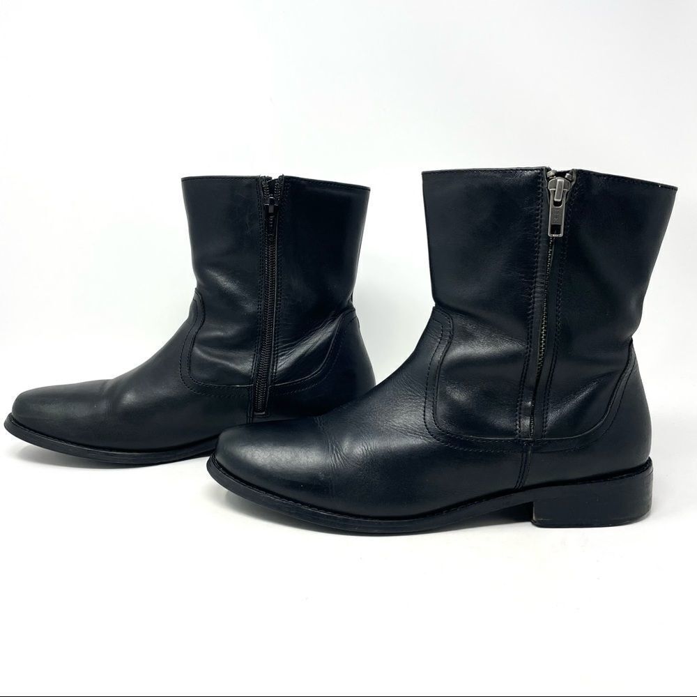 PIERRE Cardin Paris Black Side Zip Leather Ankle Boots Size 40/9 - Picture 4 of 7